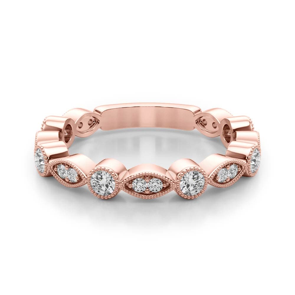 Vintage-Inspired Milgrain Band (1/3 ct. tw.), On hand view in rose gold