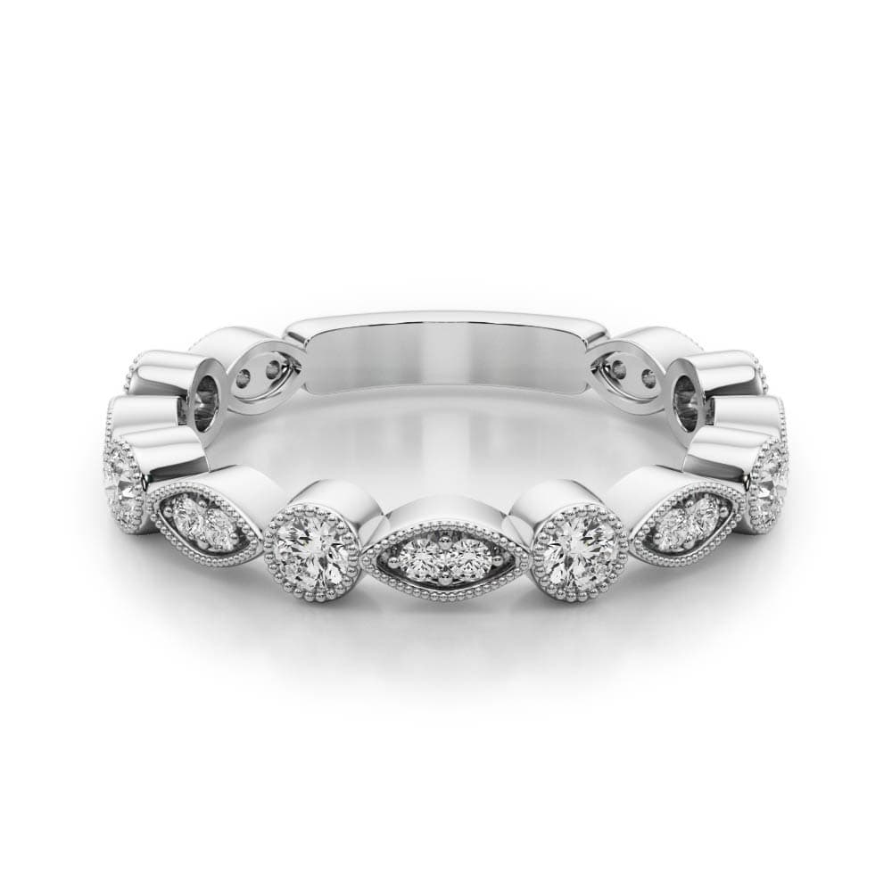 Vintage-Inspired Milgrain Band (1/3 ct. tw.), On hand view in white gold or platinum