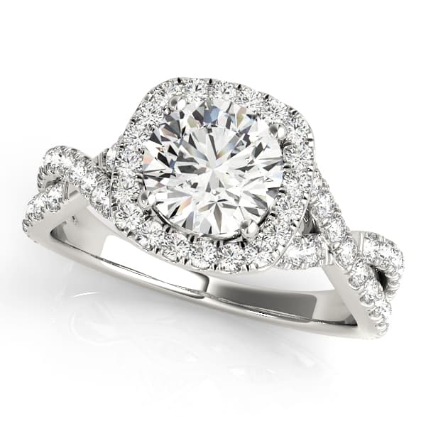 Twisted Split Shank Halo Engagement Ring — style 51078 in 10k White Gold