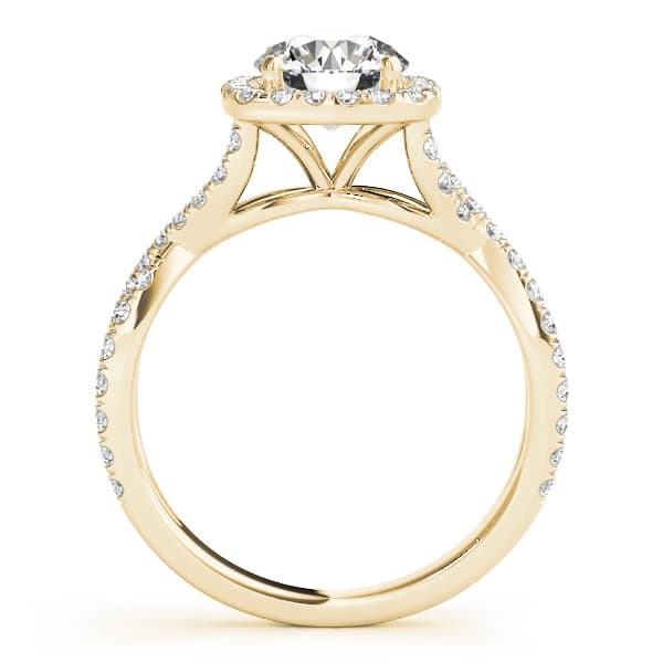 Twisted Split Shank Halo Engagement Ring, style 51078, Side view in yellow gold