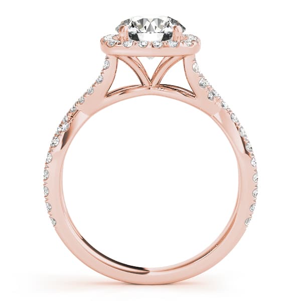Twisted Split Shank Halo Engagement Ring, style 51078, Side view in rose gold