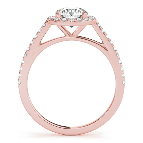 Round Halo Diamond Engagement Ring, style 51080, Side view in rose gold