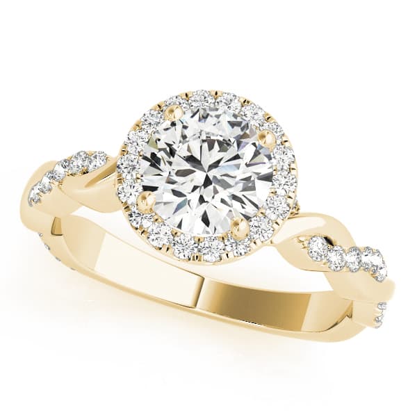 Braided Shank With Round Halo Head, style 51081, Front view in yellow gold