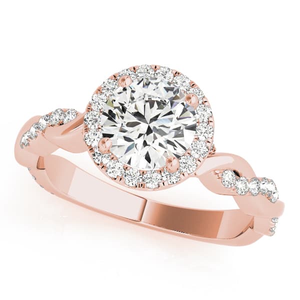 Braided Shank With Round Halo Head, style 51081, Front view in rose gold