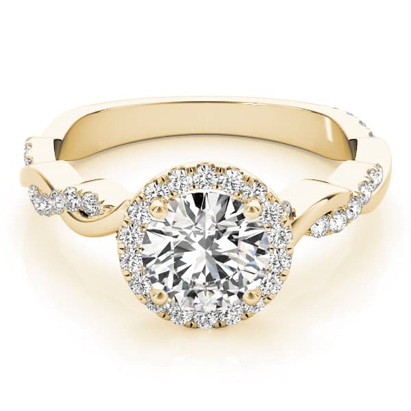 Braided Shank With Round Halo Head, style 51081, On hand view in yellow gold