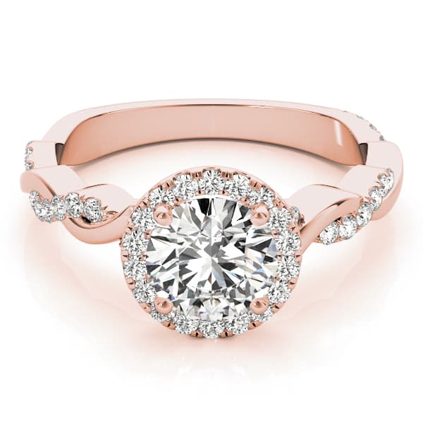 Braided Shank With Round Halo Head, style 51081, On hand view in rose gold