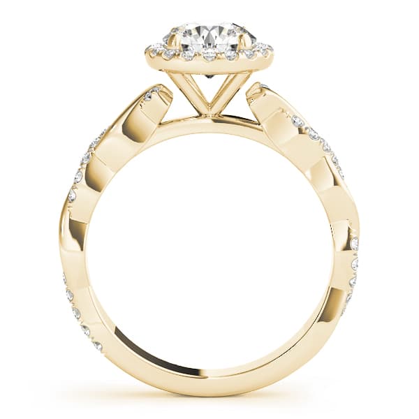 Braided Shank With Round Halo Head, style 51081, Side view in yellow gold