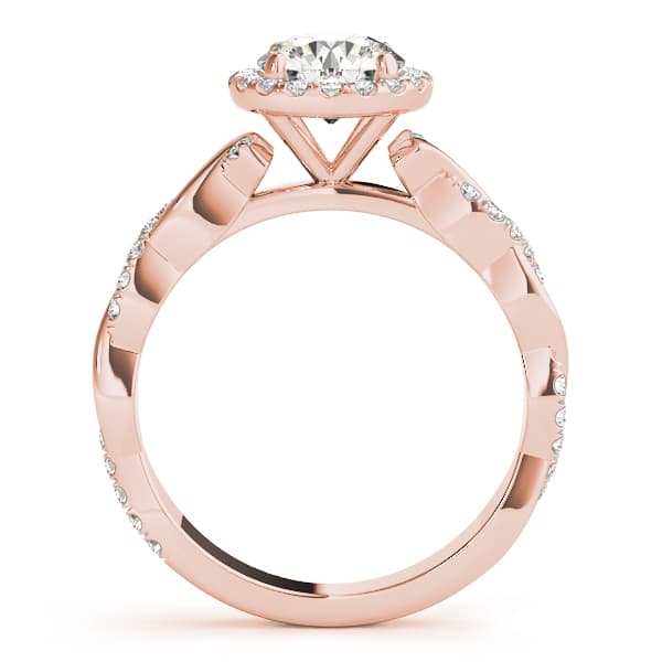 Braided Shank With Round Halo Head, style 51081, Side view in rose gold