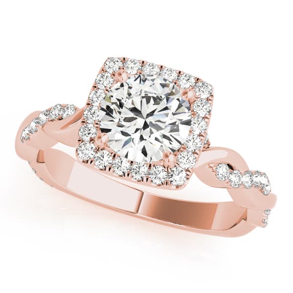 Twisted Shank Halo Engagement Ring, style 51083, Front view in rose gold