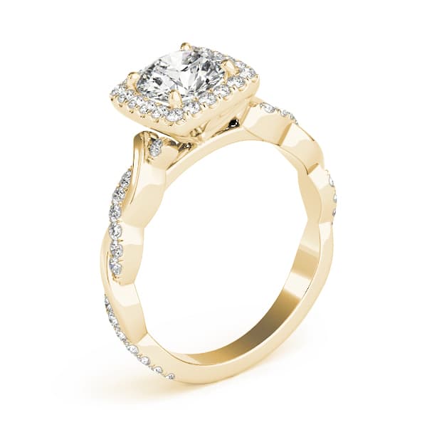Twisted Shank Halo Engagement Ring, style 51083, Angle view in yellow gold