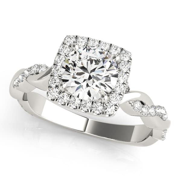 Twisted Shank Halo Engagement Rings — style 51083 in 10k White Gold