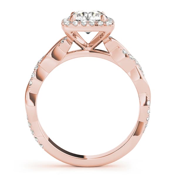 Twisted Shank Halo Engagement Ring, style 51083, Side view in rose gold