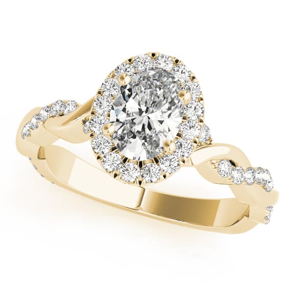 Braided Shank With Ov Halo Head, style 51084, Front view in yellow gold