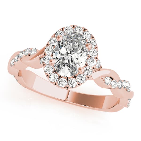Braided Shank With Ov Halo Head, style 51084, Front view in rose gold