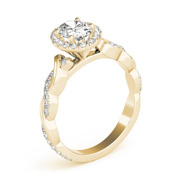 Braided Shank With Ov Halo Head, style 51084, Angle view in yellow gold