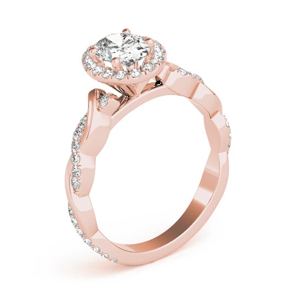 Braided Shank With Ov Halo Head, style 51084, Angle view in rose gold
