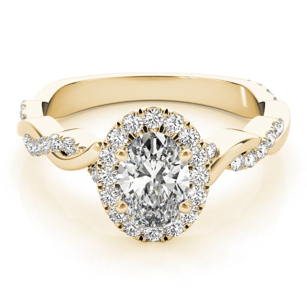 Braided Shank With Ov Halo Head, style 51084, On hand view in yellow gold