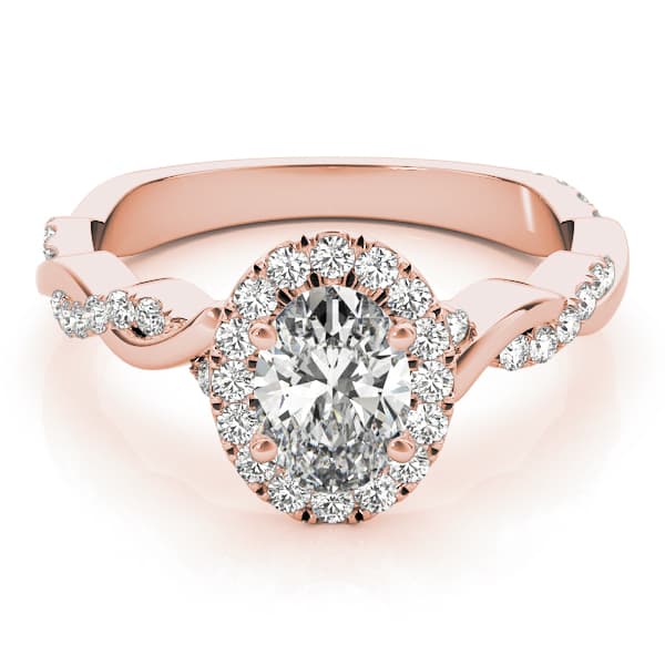 Braided Shank With Ov Halo Head, style 51084, On hand view in rose gold