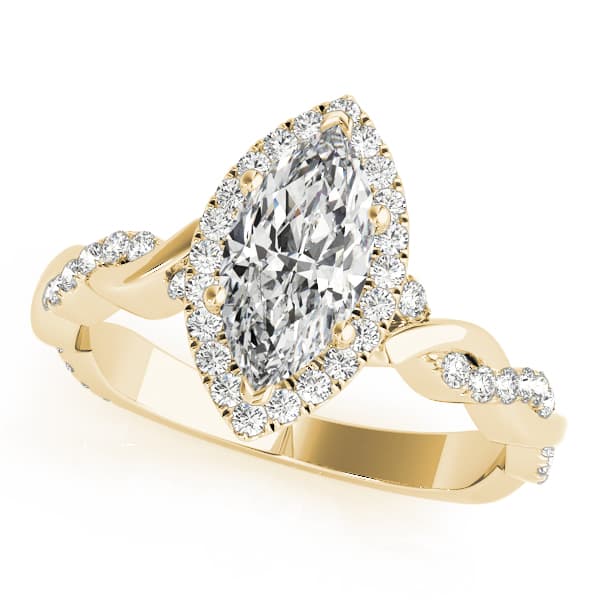 Braided Shank With Mq Halo Head, style 51085, Front view in yellow gold