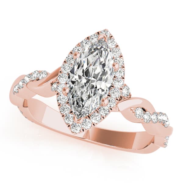 Braided Shank With Mq Halo Head, style 51085, Front view in rose gold