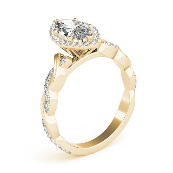 Braided Shank With Mq Halo Head, style 51085, Angle view in yellow gold