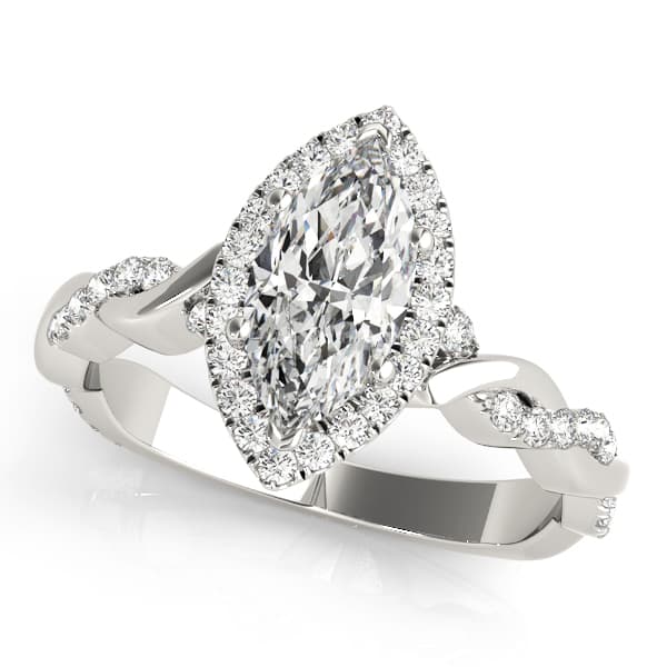 BRAIDED SHANK WITH MQ HALO HEAD — style 51085 in 10k White Gold