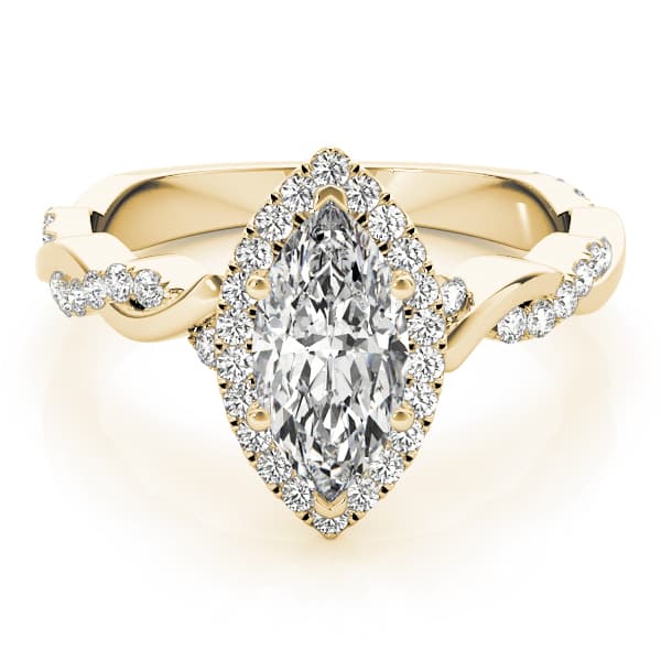 Braided Shank With Mq Halo Head, style 51085, On hand view in yellow gold