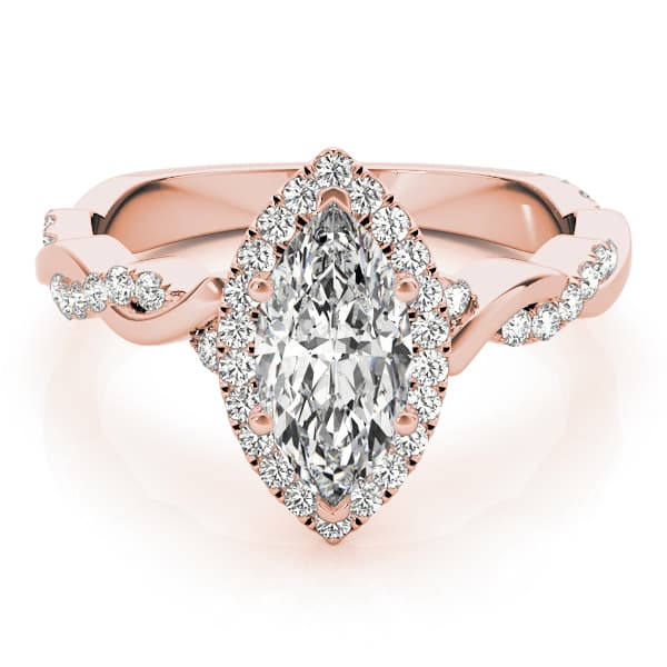Braided Shank With Mq Halo Head, style 51085, On hand view in rose gold