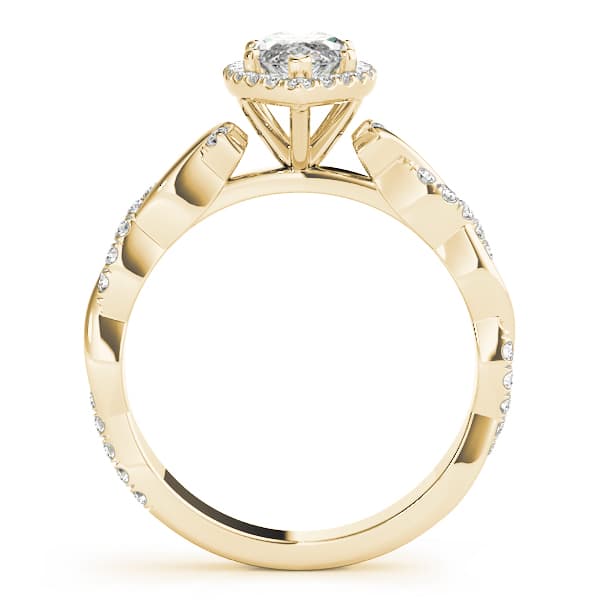 Braided Shank With Mq Halo Head, style 51085, Side view in yellow gold