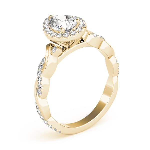 Braided Shank With Ps Halo Head, style 51087, Angle view in yellow gold
