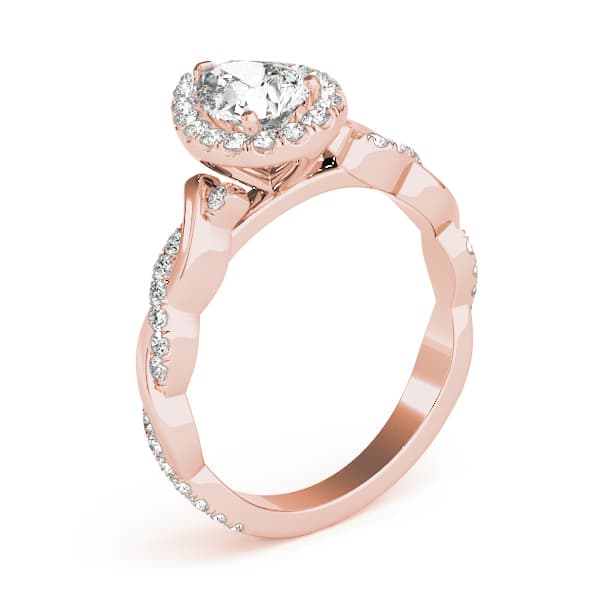 Braided Shank With Ps Halo Head, style 51087, Angle view in rose gold