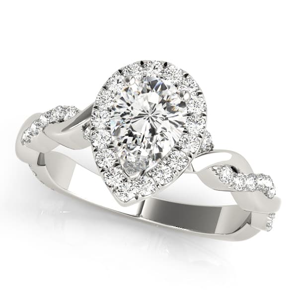 BRAIDED SHANK WITH PS HALO HEAD — style 51087 in 10k White Gold