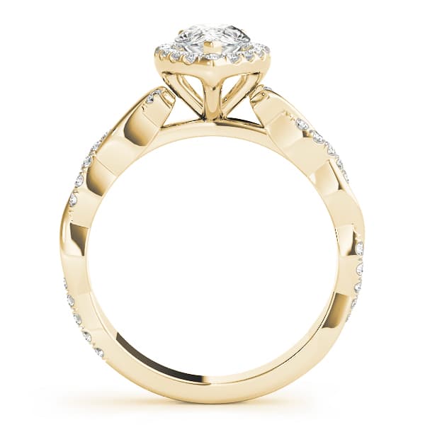 Braided Shank With Ps Halo Head, style 51087, Side view in yellow gold