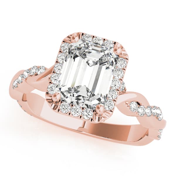 Braided Shank With Emerald Halo Head, style 51088, Front view in rose gold