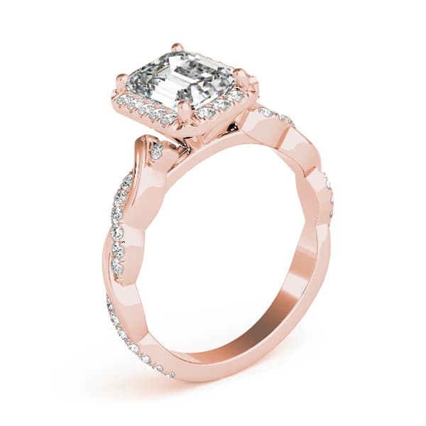 Braided Shank With Emerald Halo Head, style 51088, Angle view in rose gold