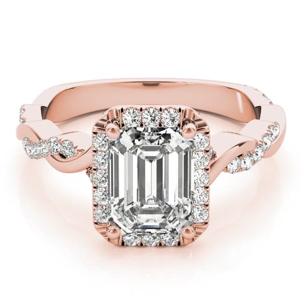 Braided Shank With Emerald Halo Head, style 51088, On hand view in rose gold