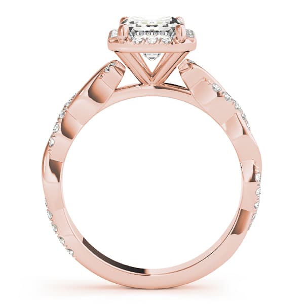 Braided Shank With Emerald Halo Head, style 51088, Side view in rose gold