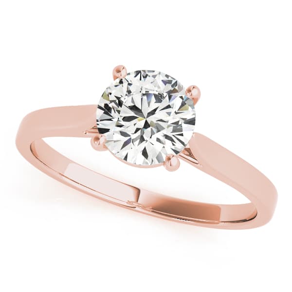 Solitaire Cathedral Engagement Ring, style 51089, Front view in rose gold