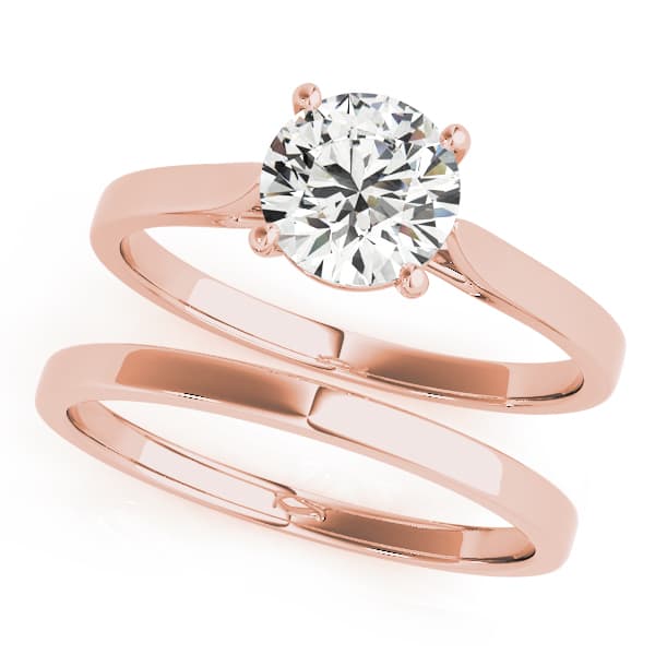 Solitaire Cathedral Engagement Ring, style 51089, On hand view in rose gold