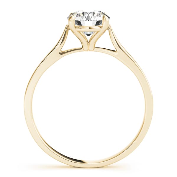 Solitaire Cathedral Engagement Ring, style 51089, Side view in yellow gold