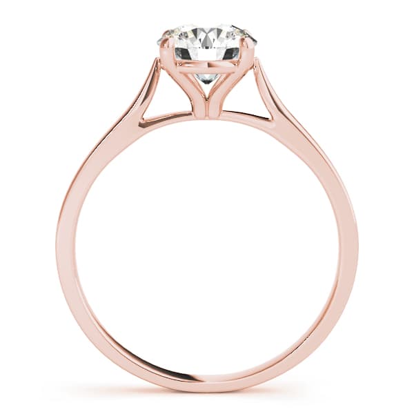 Solitaire Cathedral Engagement Ring, style 51089, Side view in rose gold