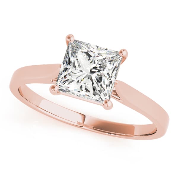 Solitaire Cathedral Engagement Ring, style 51090, Front view in rose gold