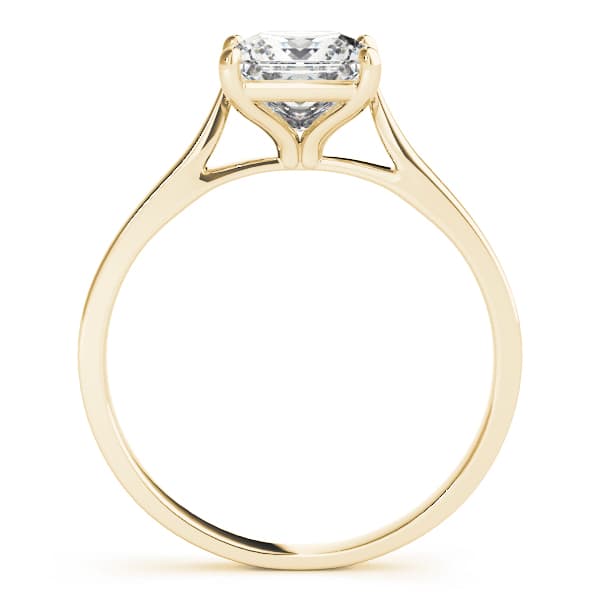 Solitaire Cathedral Engagement Ring, style 51090, Side view in yellow gold