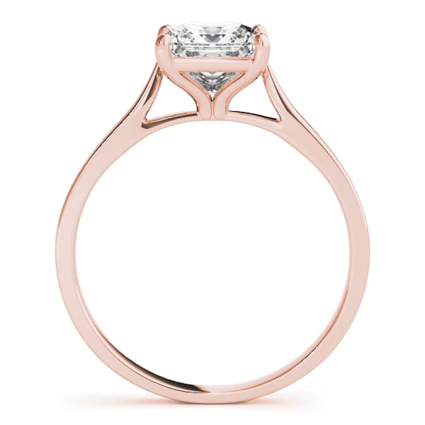 Solitaire Cathedral Engagement Ring, style 51090, Side view in rose gold