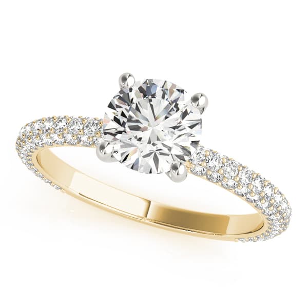 Pavé Set Round Engagement Ring, style 51091, Front view in yellow gold