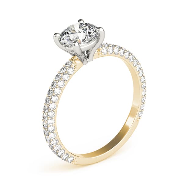 Pavé Set Round Engagement Ring, style 51091, Angle view in yellow gold