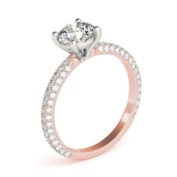 Pavé Set Round Engagement Ring, style 51091, Angle view in rose gold