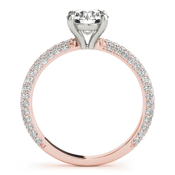 Pavé Set Round Engagement Ring, style 51091, Side view in rose gold