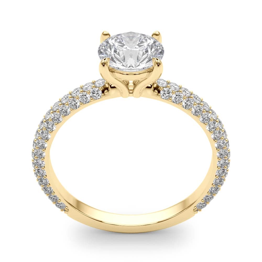 Pavé Set Round Engagement Ring, style 51091, Top view in yellow gold
