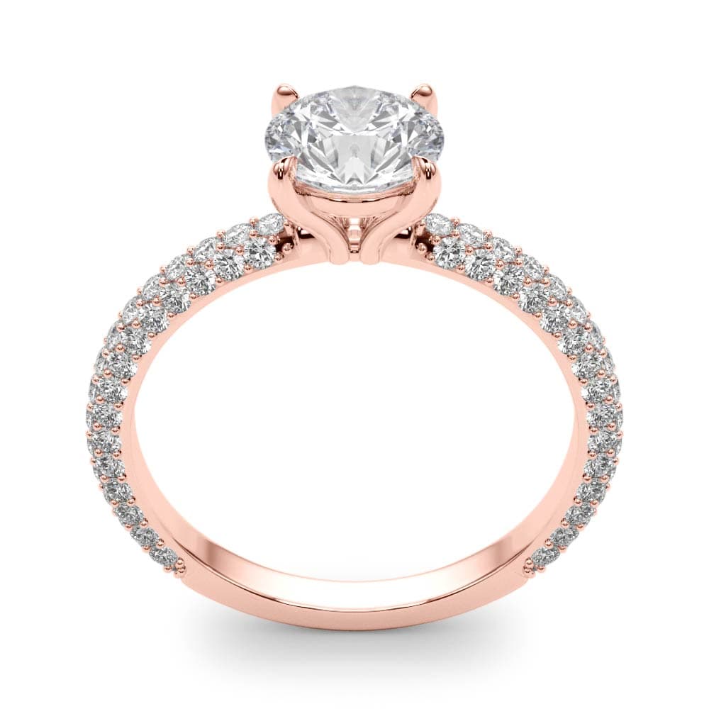 Pavé Set Round Engagement Ring, style 51091, Top view in rose gold
